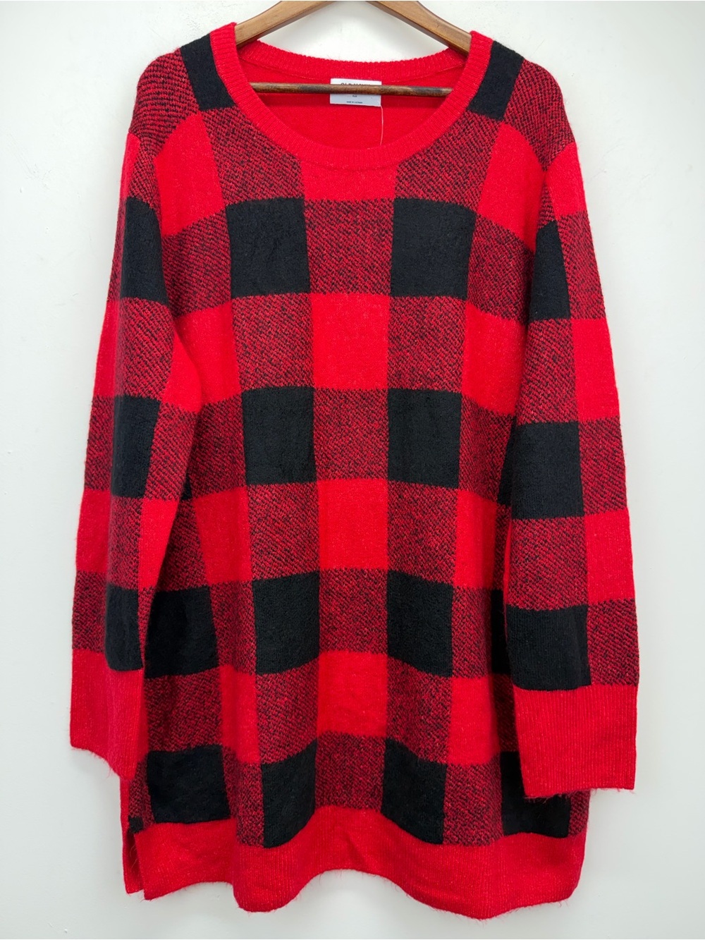 Old Navy plus size 4X Women’s Red Black Buffalo Plaid Pullover Sweater NWT